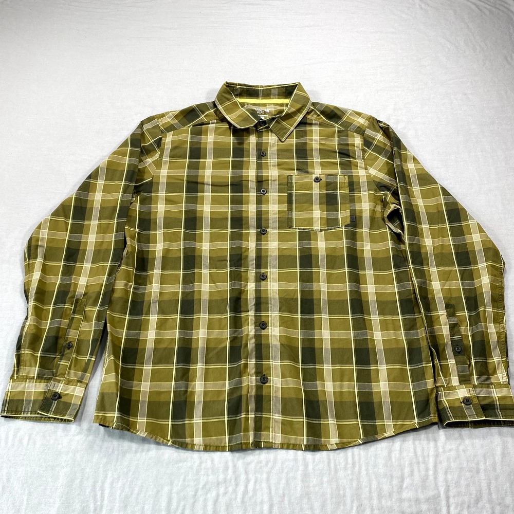 Mountain Hardwear Shirt Mens Large Green Long Sleeve Button Up Outdoor Casual